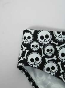 Manfinity Swimmode Bañadores de tronco con estampado de calavera para hombres para playa y vacaciones, troncos deportivos de exterior, para verano, con estilo hawaiano