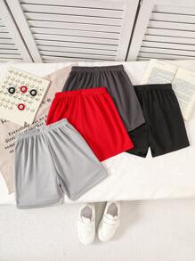 Young Boy Letter Print Elastic Waist Loose Casual Shorts - Multicolor - View 2