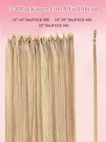 50 股微环接发真人头发 P18/613# 焦糖金色至漂白金色微珠接发超顺滑超柔软丝滑直发微环健康人发接发适合女性 - S18/613 - 查看 3