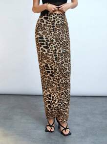 Maija 2025 Summer New Sexy Leopard Print Elastic Waist Skirt, Versatile Elegant Skirt For Commuting, Party, Wedding, Independence Day, Mother's Day, Music Festival, Graduation