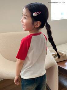 HELLO KITTY | DAZY 年轻女孩图案印花插肩短袖针织 T 恤，采用合作设计，女孩春夏 - 白色 - 查看 7