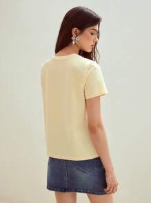 MOTF STUDIO CAMISETA CON APLICACIONES DE PERLAS FALSAS - Amarillo - Ver 3