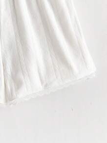 Loomiva 少女蕾丝边针织短裤，休闲外出及度假，春夏季 - 白色 - 查看 3