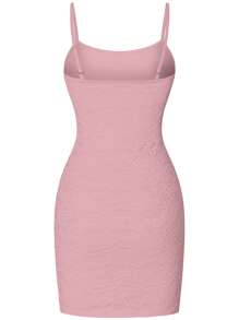 INAWLY Solid Color Form-Fitting Lace Elegant Slip Dress, Suitable For Summer - Pink - View 2