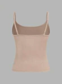 SHEIN EZwear 女士纹理露脐吊带背心，性感修身，适合夏季、返校季、春假、闺蜜旅行，3 件装背心，女士吊带背心，女士上衣，中性色上衣 - 彩色 - 查看 4