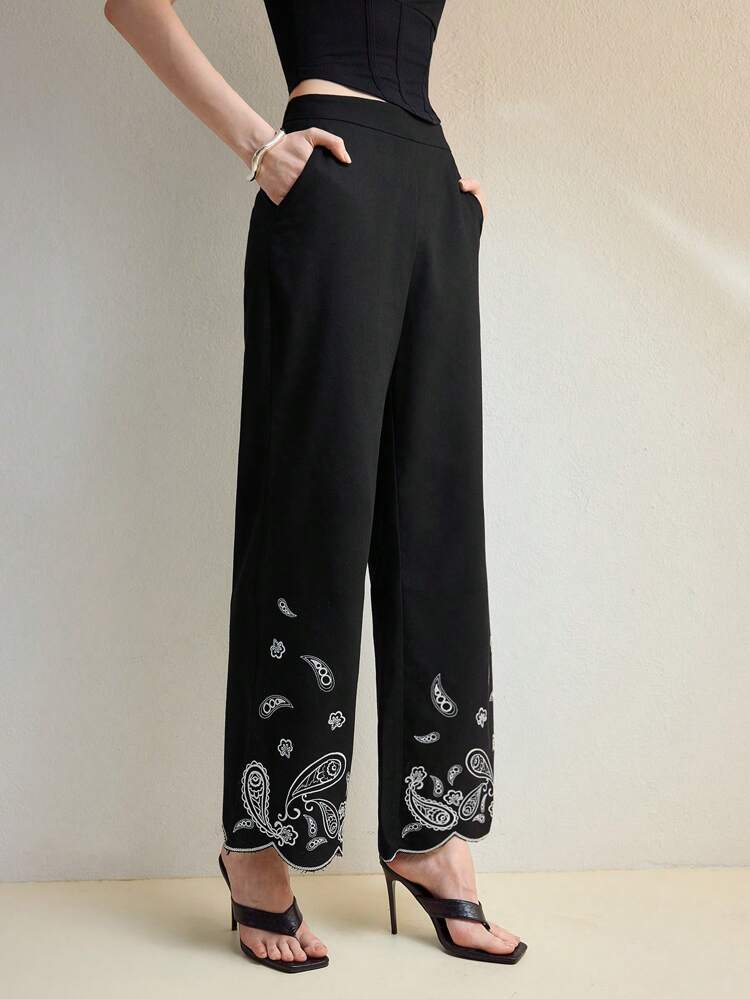 MOTF STUDIO 刺繍 スラントポケット スーツパンツ
