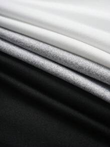 Veykashi 3件装加大码休闲英文印花修身T恤，适合夏季穿着，多件装，适合外出穿着