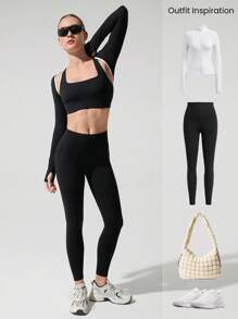 GLOWMODE FeatherFit™ Start To Finish 双交叉后背内置罩杯运动文胸低冲击瑜伽普拉提工作室日常休闲服 - 黑色 - 查看 7