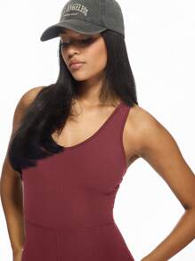 MISSGUIDED Athletic Performance Unitard Workout Exercise Jumpsuits Romper Dance Fitness Training Sport Bodysuit For Yoga Dance Practice - Burgundy - View 5