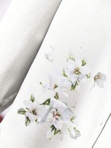 Rusticease مجموعة كاجوال من 2 قطعة للمرأة ، قميص أكمام طويلة مطبوع بزهور وبنطلون - أبيض - مشاهدة 4
