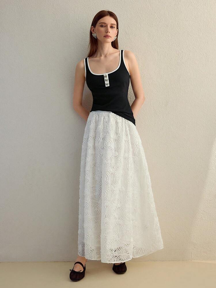 MOTF STUDIO コントラストトリム ハーフボウ ボタンタンクトップ