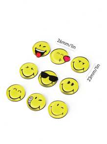 SmileyWorld® | SHEIN 9个一卖 可爱表情冰箱贴 彩色磁铁适用于白板、橱柜、储物柜 树脂笑脸装饰磁铁适用于教室、厨房、办公室 - 黃色 - 查看 3