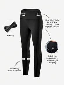 LUVLETTE Damen Leggings in Große Größen, knöchellang, einfarbig, Lässig, Sporthose, schwarz, Activewear Gym Leggings