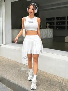 Muchica 白色针织女式百褶休闲裙 - 白色 - 查看 6