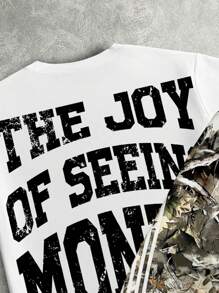 Manfinity EMRG Conjunto de camiseta y pantalones holgados de tipo streetwear, de ajuste suelto, con estampado de camuflaje de personaje de dinero y rayas, estilo hip hop