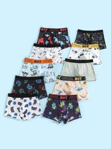 10pcs/Pack Boys' Cartoon Print Briefs, Little Boy Video Game, Football, Rugby Print Boxer Shorts - Multicolor - View 4