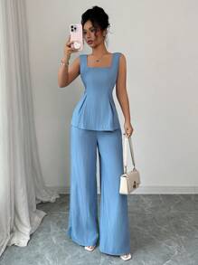Selianne Women Two Pieces Outfits For Daily Wear - Blue - View 6