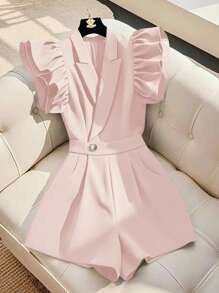 SHEIN Clasi Bộ đồ liền thân ngắn tay lửng thời trang đi làm thanh lịch cho nữ, Xuân/Hè - Hồng - Xem 1