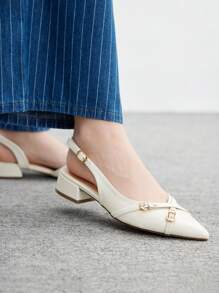 CUCCOO BIZCHIC New Design Pointed Toe Minimalist Commuting Stylish Flats For Christmas - White - View 4