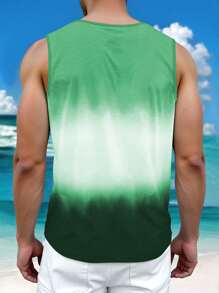 Manfinity RSRT Plus Size Men's Palm Tree Ombre Color Casual Sleeveless Top It Is Great For Couples And Makes An Excellent Gift Idea For Boyfriends Or Husbands. Beach Tank Tops Men Men Tank Tops Vacation Muscle Shirts For Men Beach Tops For Men Men Muscle Shirts - Green - View 2
