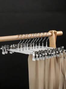 Non-Slip Clothes Hanger - Secure Pants & Skirt Clips Space-Saving Wardrobe Organizer Durable Stainless Steel Hangers For Home Office Travel Storage