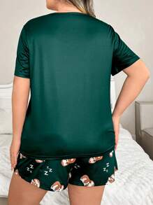 Plus Size Cute Sloth Print Pajama Set - Multicolor - View 2