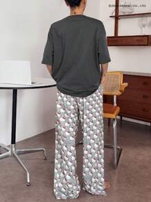 HELLO KITTY | DAZY 2 件套可爱卡通印花上衣和宽松全身印花直腿裤睡衣套装女士 - 灰色 - 查看 2