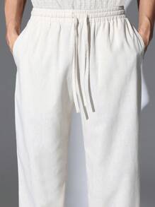 SUMWON Premium linnenlook skater fit broek met trekkoord in de taille, relaxte resortkleding, casual, zomer, lente, lichtgewicht, ademend, vakantie, strandbroeken