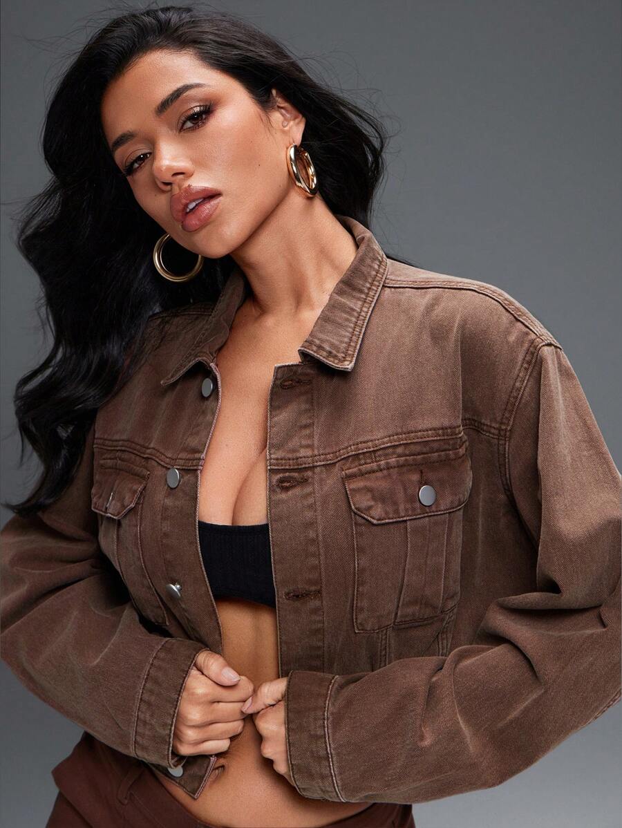 Denimoi Premium Denim Contrast Stitch Denim Jacket - Rust Brown - View 1