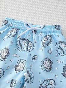 Baby Boy Seashell Print Swim Shorts And Hat Swimwear - Multicolor - View 3