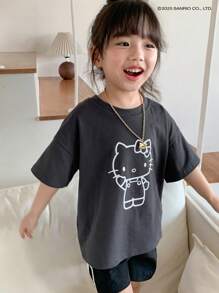 HELLO KITTY | DAZY Young Girl 春夏联名圆领针织短袖小女孩 T 恤 - 深灰色 - 查看 6