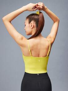 LUVLETTE Yellow Low Impact Yoga Daily Active Tank Crop Top Low Casual-Sporty LingerieAsOuterwear Sports Gym Basic Bra Comfortable Must-Haves Bra-Free Cami