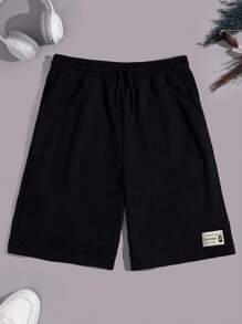 RueChic 3 pezzi Pantaloncini da uomo a vita regolare con dettagli in etichetta e coulisse