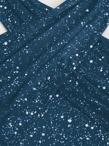 Sweetra Women's Crisscross Spaghetti Strap Backless Glitter Tank Top, Spring/Summer - Royal Blue - View 4