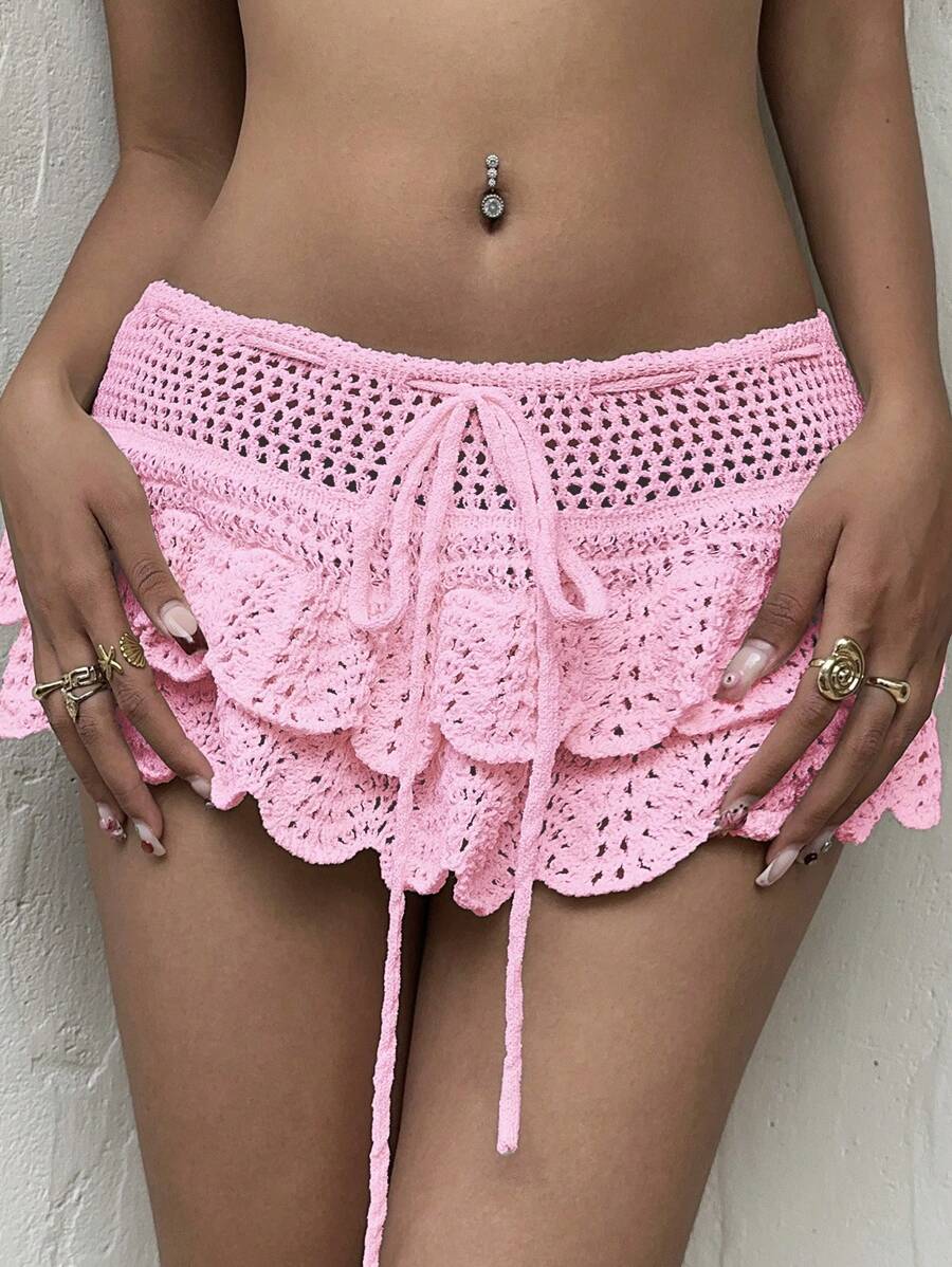 Sunnyshic 休闲宽松海浪印花女式沙滩裙 - 淺粉色 - 查看 1