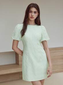 MOTF STUDIO 纹理拉链连衣裙 - 綠色 - 查看 4