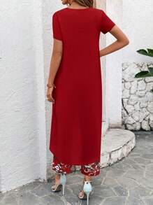 SHEIN Clasi Women Two Pieces Outfits For Daily Wear - Red - View 2