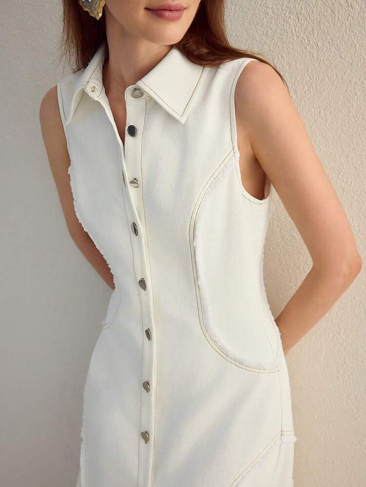 MOTF STUDIO TOP STITCHING BUTTON UP DRESS