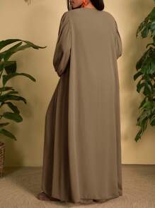 Slaydiva Conjunto informal versátil y sencillo de 2 piezas en blanco, talla grande, para 2025 - Blusa con manga farol + Pantalón ancho/holgado/fluido para primavera