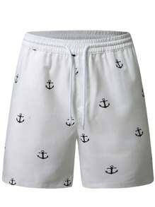 Manfinity RSRT Men's Casual Anchor Print Shorts Men Clothing Men Shorts Men's Beach Clothes Clothing Men Shorts Beach Wear For Shorts Casual
