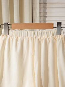 2pcs/Set Tween Girls Sleeveless Blouse With 3D Floral Decor And Shorts, Elegant - Apricot - View 7