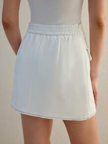 MOTF STUDIO CONTRAST STITCH POCKET PATCHED SKIRT - White - View 5
