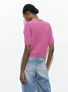 Maija 2025 Autumn/Winter New Design Knitted Cardigan With Crystal Buttons, Elegant Modern Romantic Casual For Party, Wedding, Countryside Concert, Airport, Business, Daily Wear, Versatile Sweater For Women, Christmas Women's Clothing, Pink