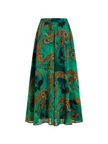 Ellevyn 夏季优雅女士纯色水溶绣花背心和花卉印花松紧腰带飘逸雪纺 A 字裙两件套，适合各种场合穿着