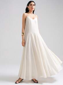 Ontre Vestido de mujer extra largo con volantes en los tirantes, modelo 2025. Vestido blanco de Pascua para damas, atuendo navideño, ropa nueva de otoño/invierno y Año Nuevo - Blanco - Ver 3