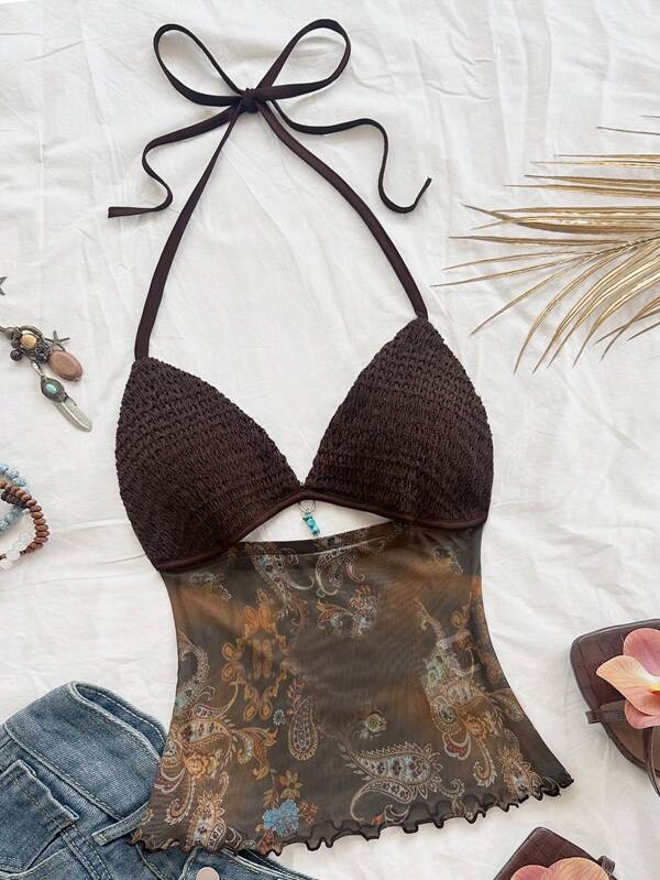 Soleia Women Summer Beach Outfits For Woman Vacation Outfits Women Festival Outfits For Women Rave Outfits Festival Concert Outfit Women Beach Outfits Rave Outfit Baddie Tube Tops Going Out Summer Tops Tube Top Crop Tops  Rave Top Women's Casual Simple Halter Neck Top, Suitable For Summer Crochet Concert Tops Tie Front Top Ibiza Outfits