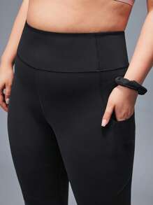 LUVLETTE Damen Leggings in Große Größen, knöchellang, einfarbig, Lässig, Sporthose, schwarz, Activewear Gym Leggings