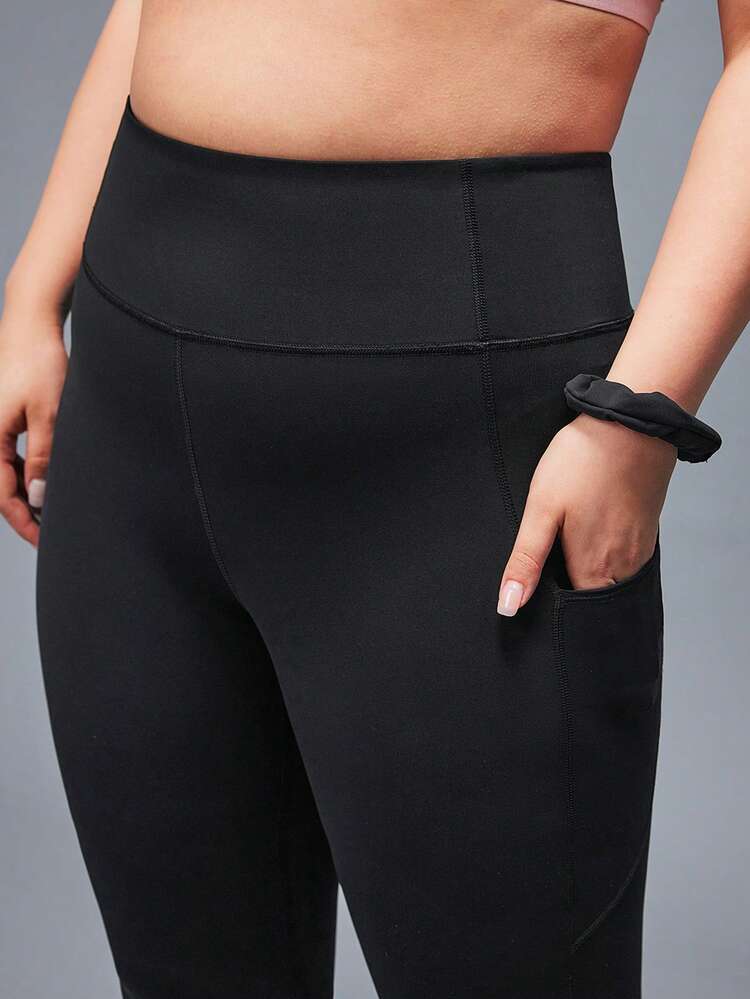 Plus Women's Casual Solid Color Ankle-Length Leggings