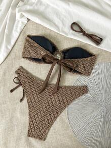 Swim Vcay Set de 2 piezas Top tubo sexy y conjunto de bikini con tirantes ajustables para mujer, verano