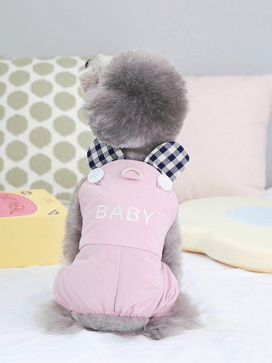 PETSIN Cute Dopamine Patterned Mesh Breathable Overalls With Foldable Ear Design, Lightweight And Breathable, Leash Attachable, Suitable For Spring/Summer Outdoor Wear, For Small Pets - Pink - View 1